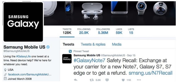 Twitter reacao da Samsung