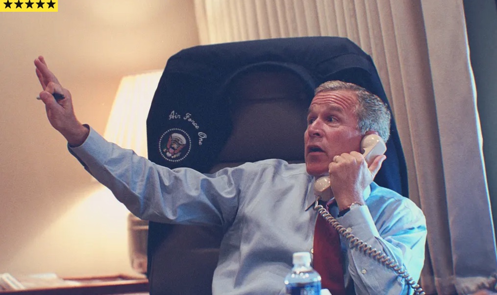 Bush George em 11 set 2001 no aviao presidencial tentando conter a crise