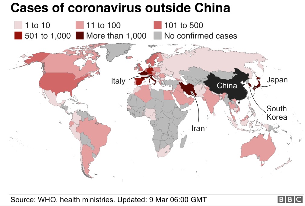 Coronavirus atualizado ate 9 marco