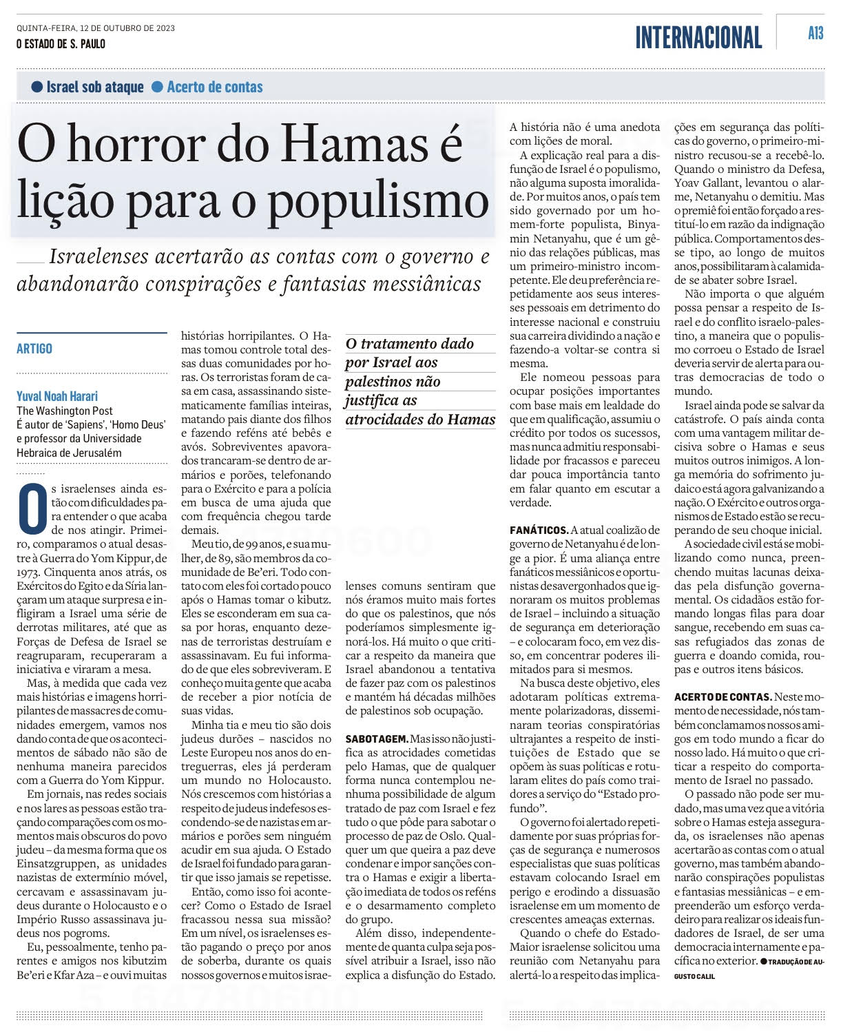 Harari artigo sobre a guerra